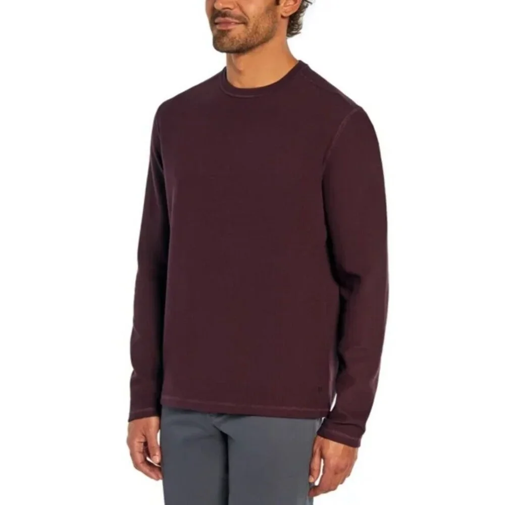 Banana Republic Men's L Waffle Top Crew Sweatshirt Textured Double Knit Shirt